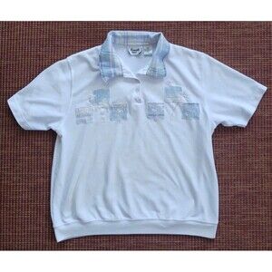 Vtg Keneth Too Polo Knit Shirt Petite Sz PL Flowers Granny Cottagecore Golf